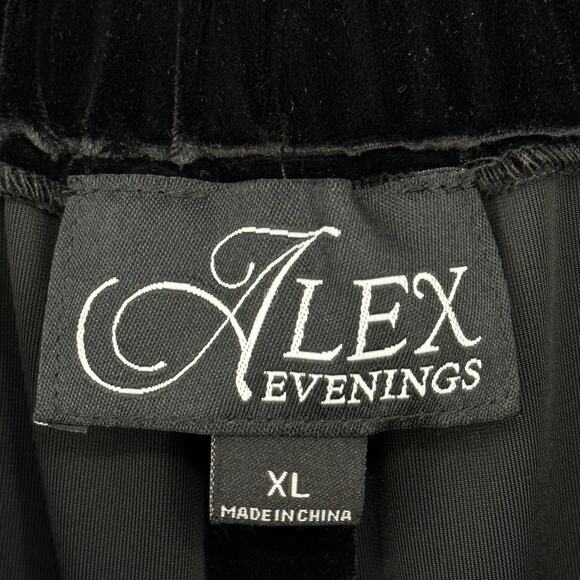 Alex Evenings Black Velvet Pull On Ankle Pants Womens Size XL Wide Leg - Picture 5 of 6